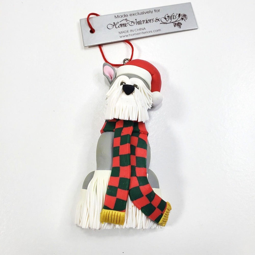 Home Interiors & Gifts Poly Clay Scottie Dog Schnauzer Christmas Ornaments NWT